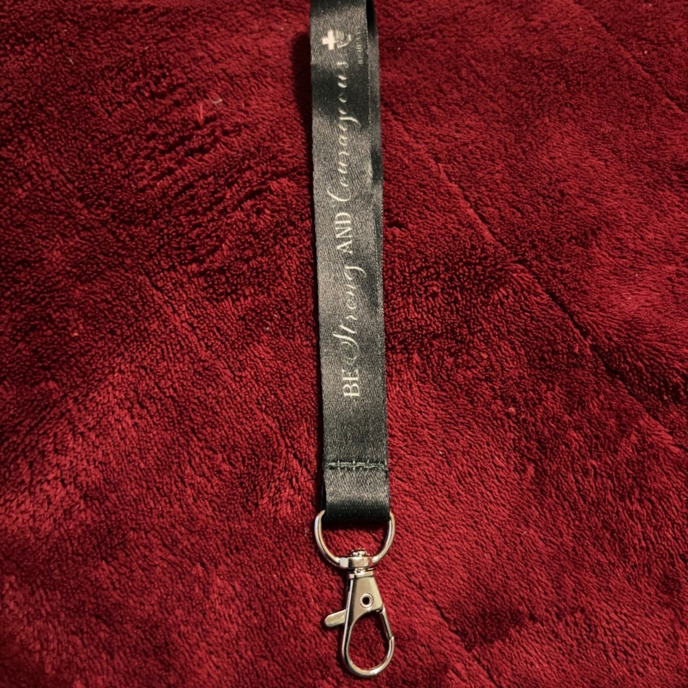 Be Strong and Courageous Joshua 1:9 Black Satin Wristlet Lanyard Keychain Clasp
